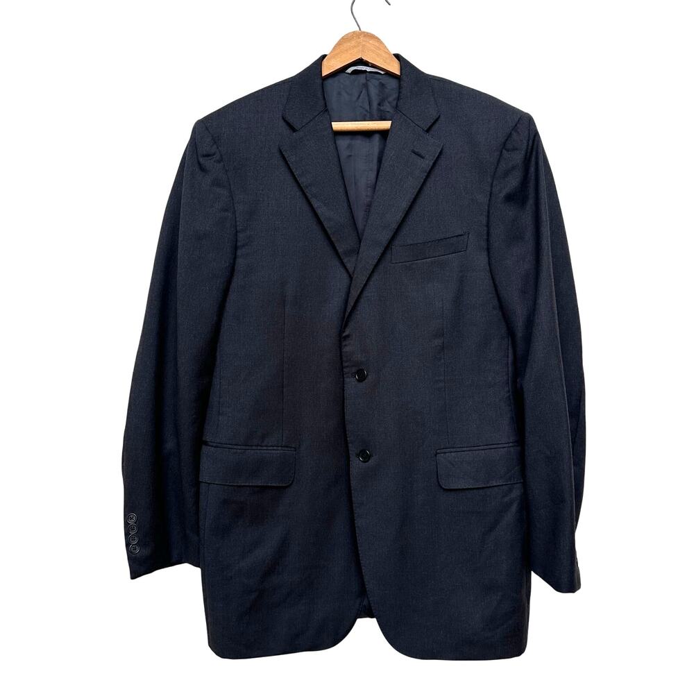 Canali Men’s 100% Wool Blazer 44L Made in Italy Dark Charcoal Jacket